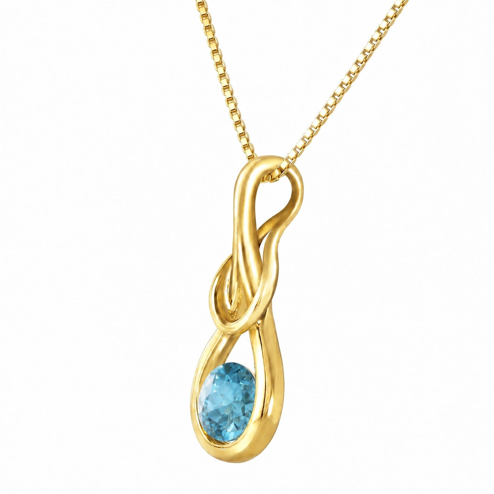 Yellow Gold Pendant Necklace Blue Topaz 10K — Serafina