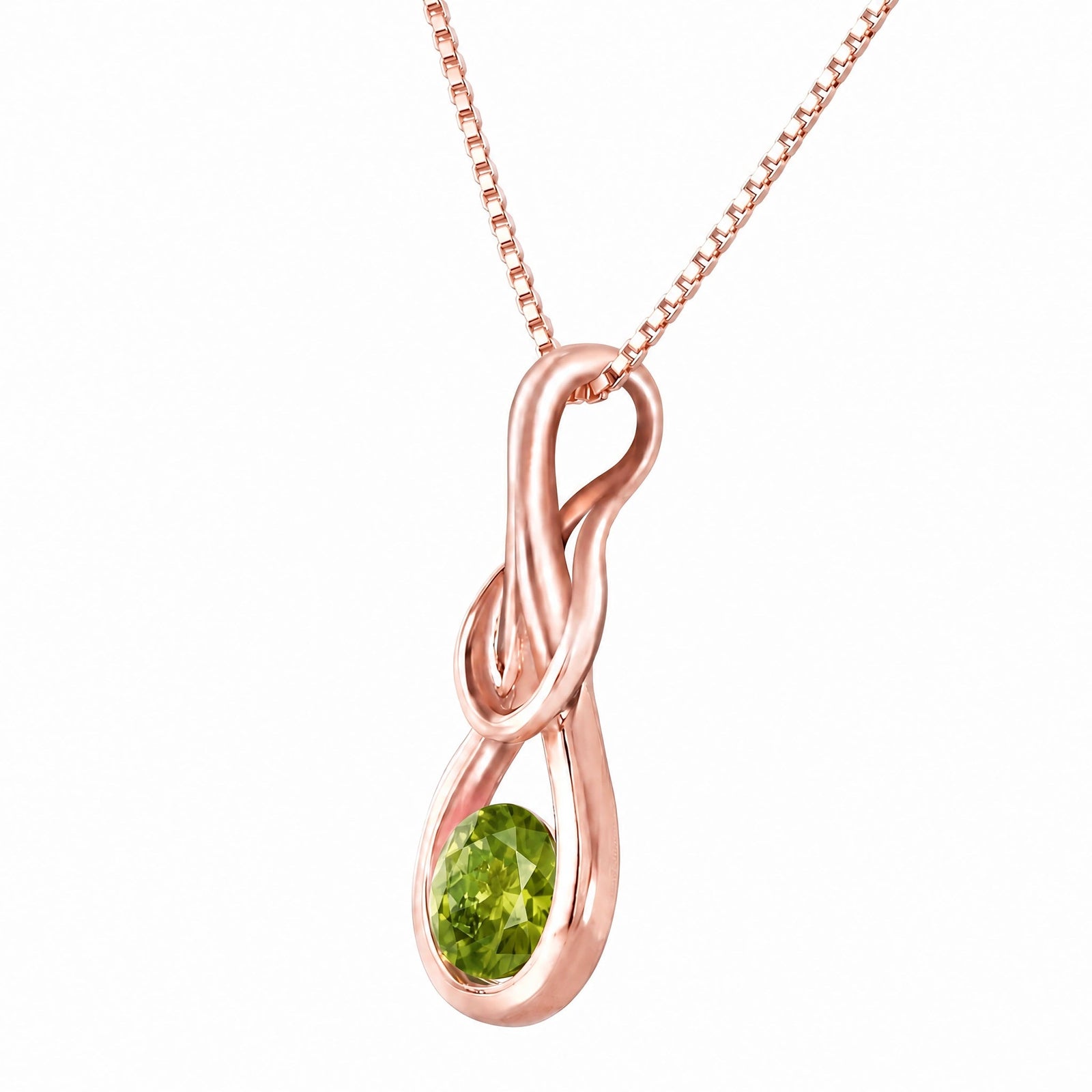 Rose Gold Pendant Necklace Peridot 10K — Serafina