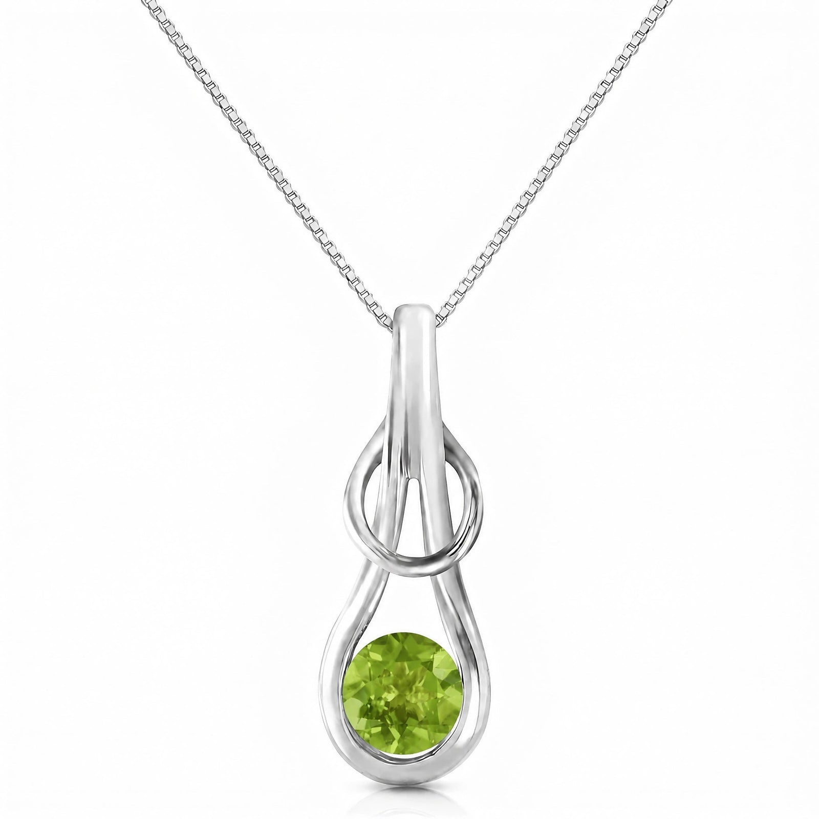 White Gold Pendant Necklace Peridot 10K — Serafina