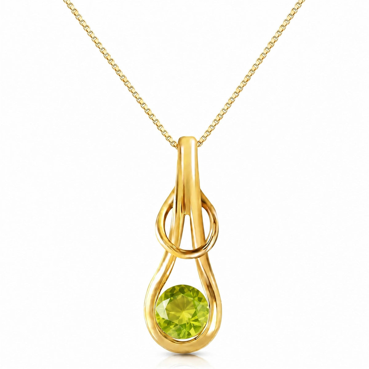 Yellow Gold Pendant Necklace Peridot 10K — Serafina