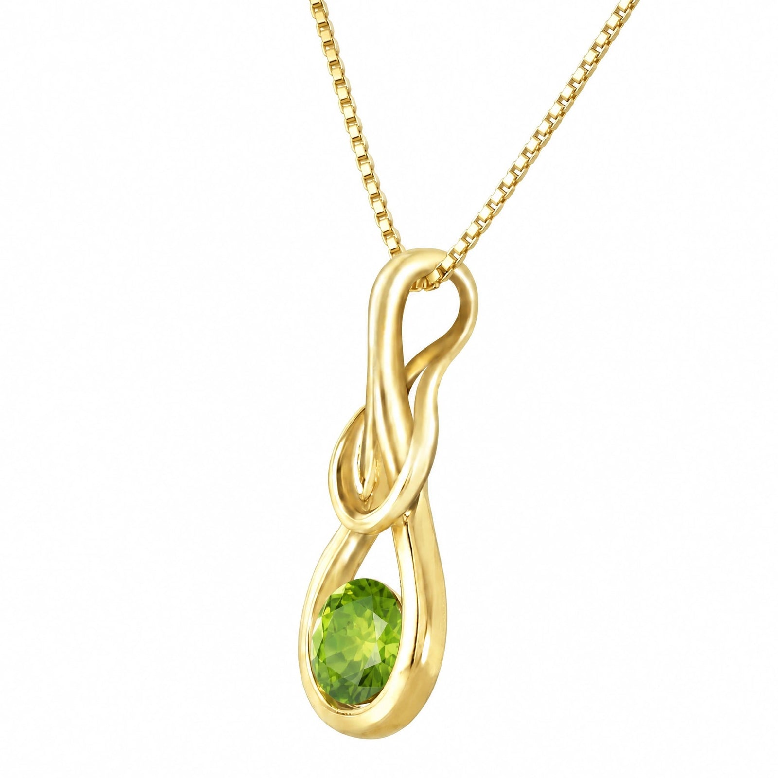 Yellow Gold Pendant Necklace Peridot 10K — Serafina