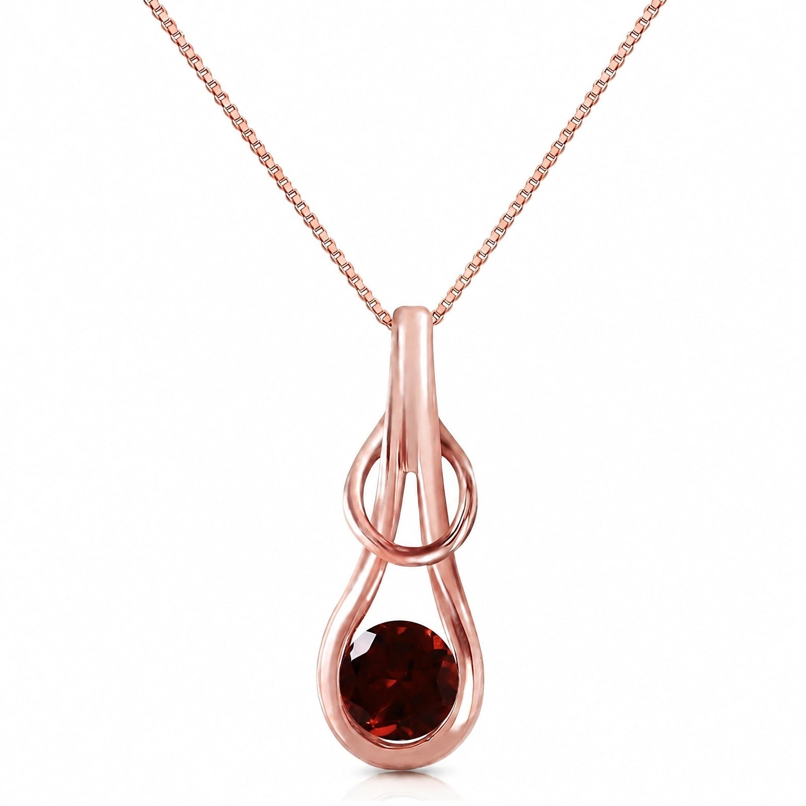 Rose Gold Pendant Necklace Garnet 10K — Serafina