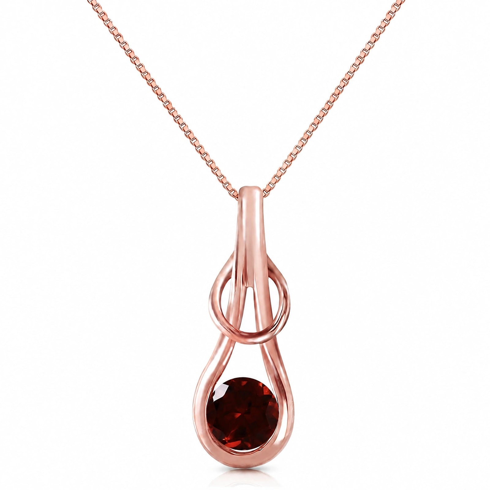 Rose Gold Pendant Necklace Garnet 10K — Serafina
