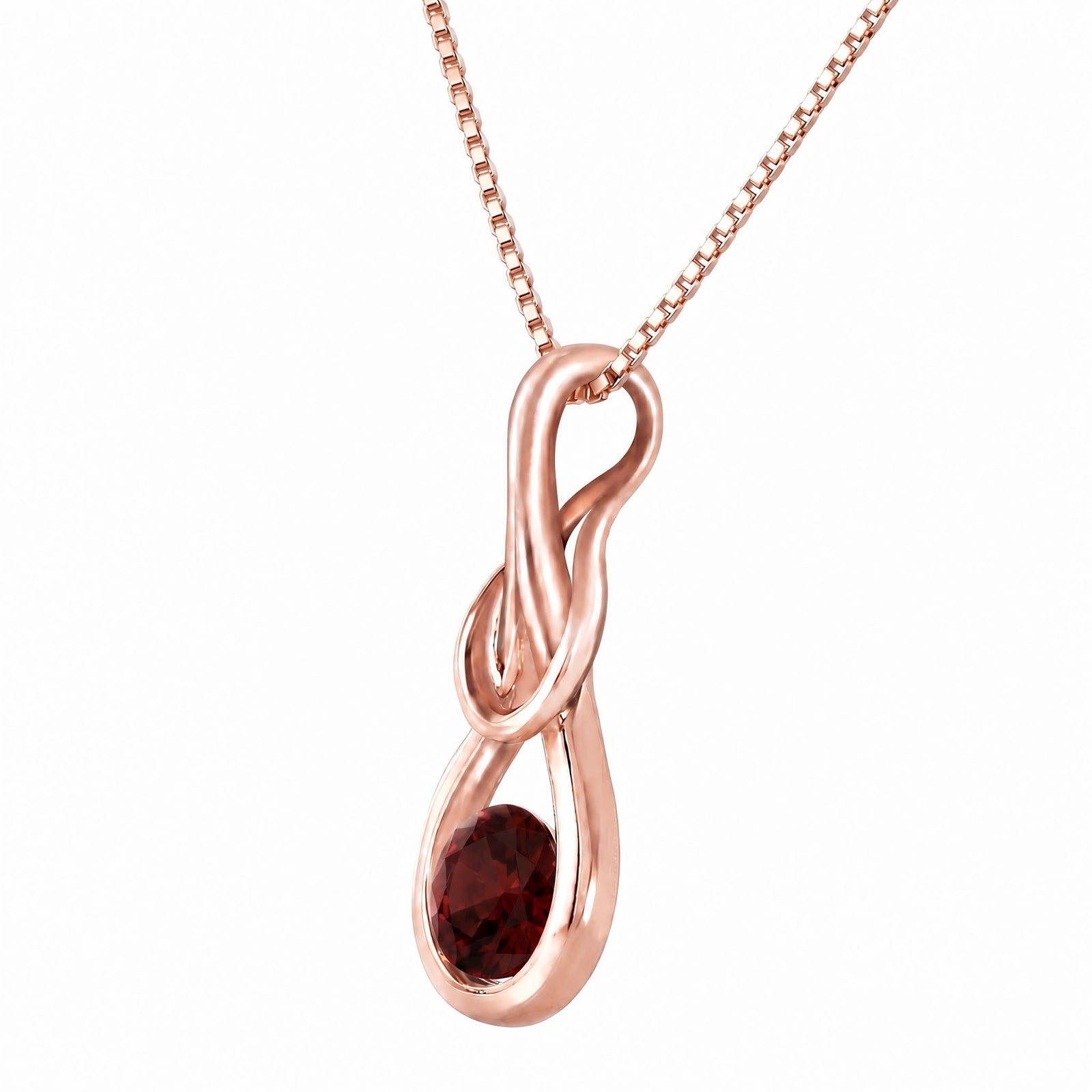 Rose Gold Pendant Necklace Garnet 10K — Serafina