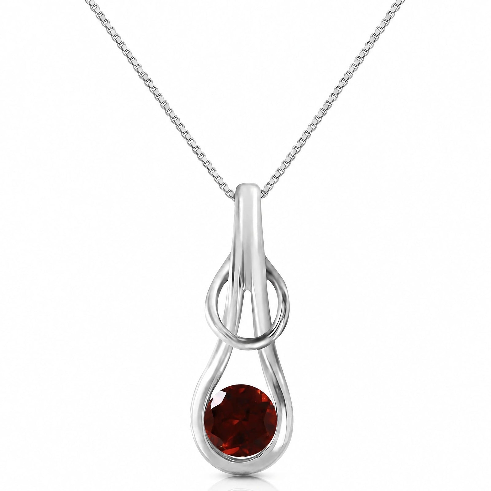 White Gold Pendant Necklace Garnet 10K — Serafina