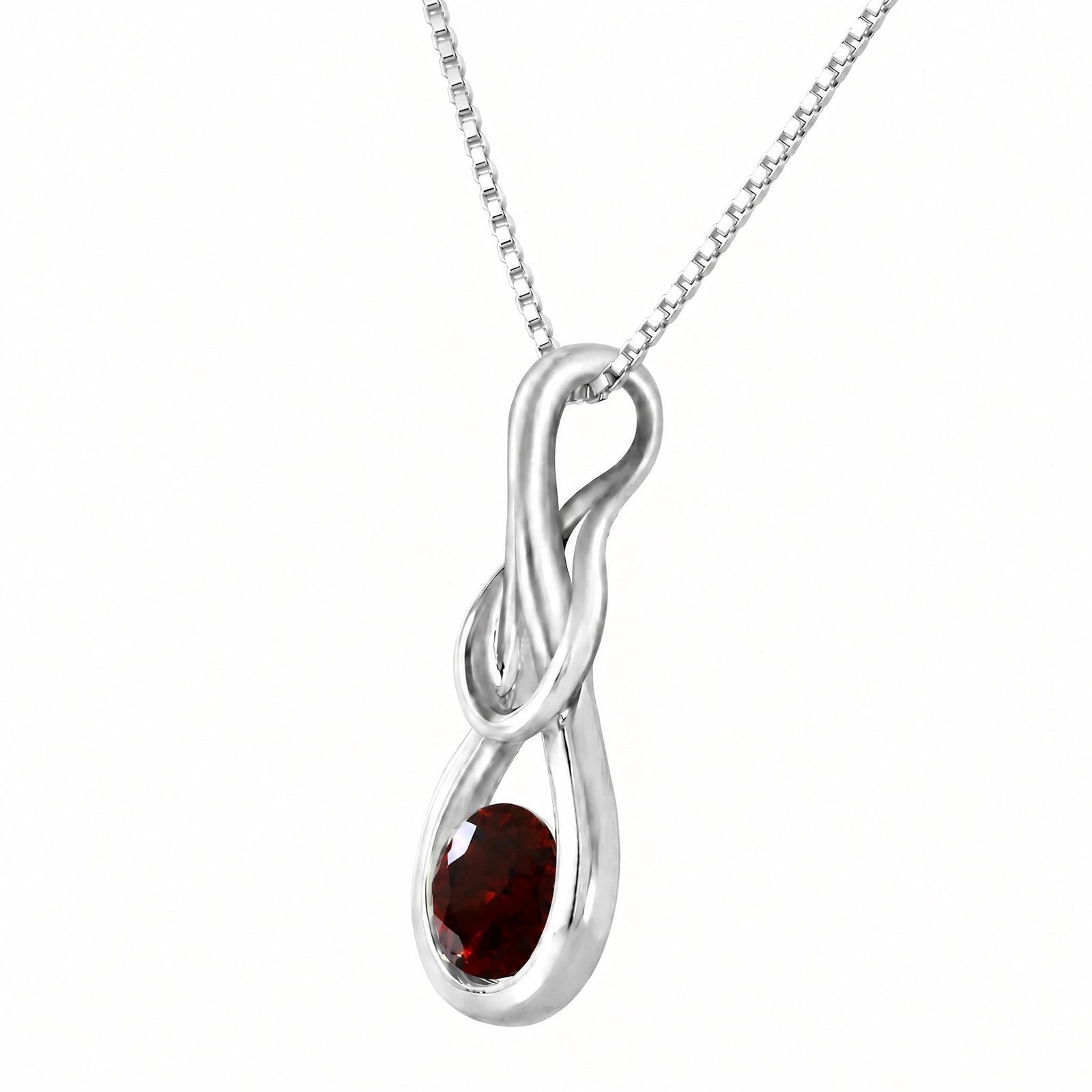 White Gold Pendant Necklace Garnet 10K — Serafina