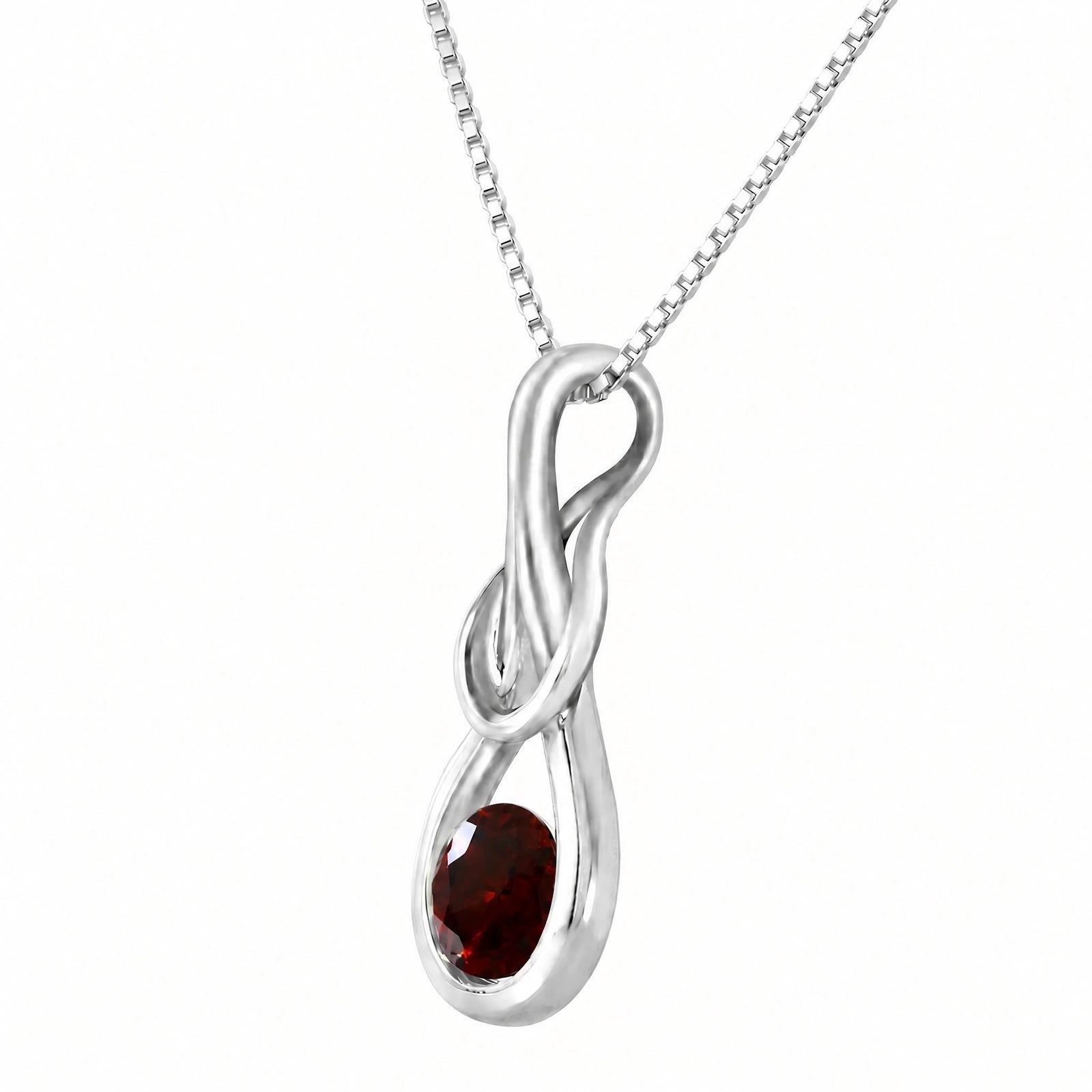 White Gold Pendant Necklace Garnet 10K — Serafina