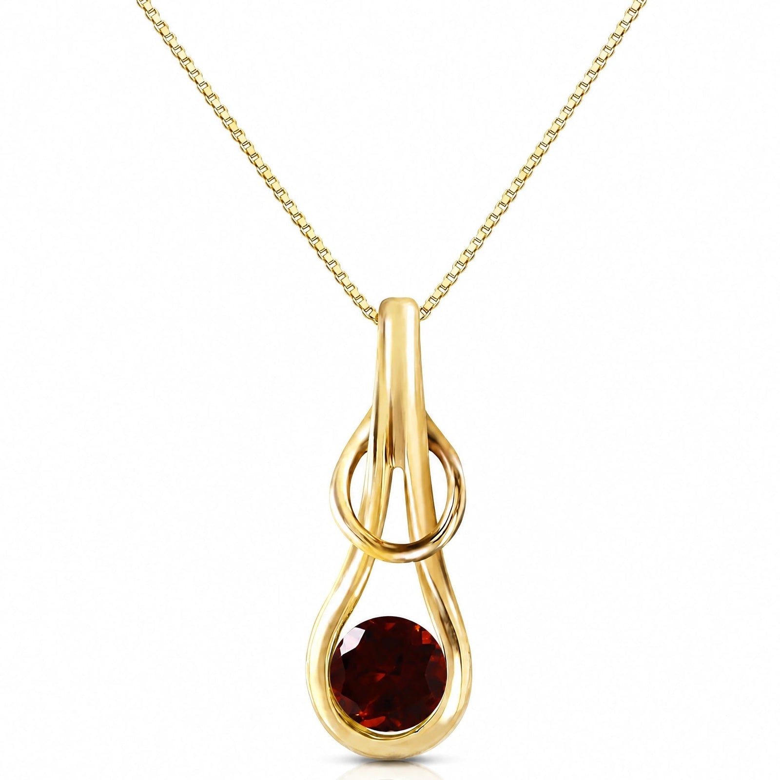 Yellow Gold Pendant Necklace Garnet 10K — Serafina