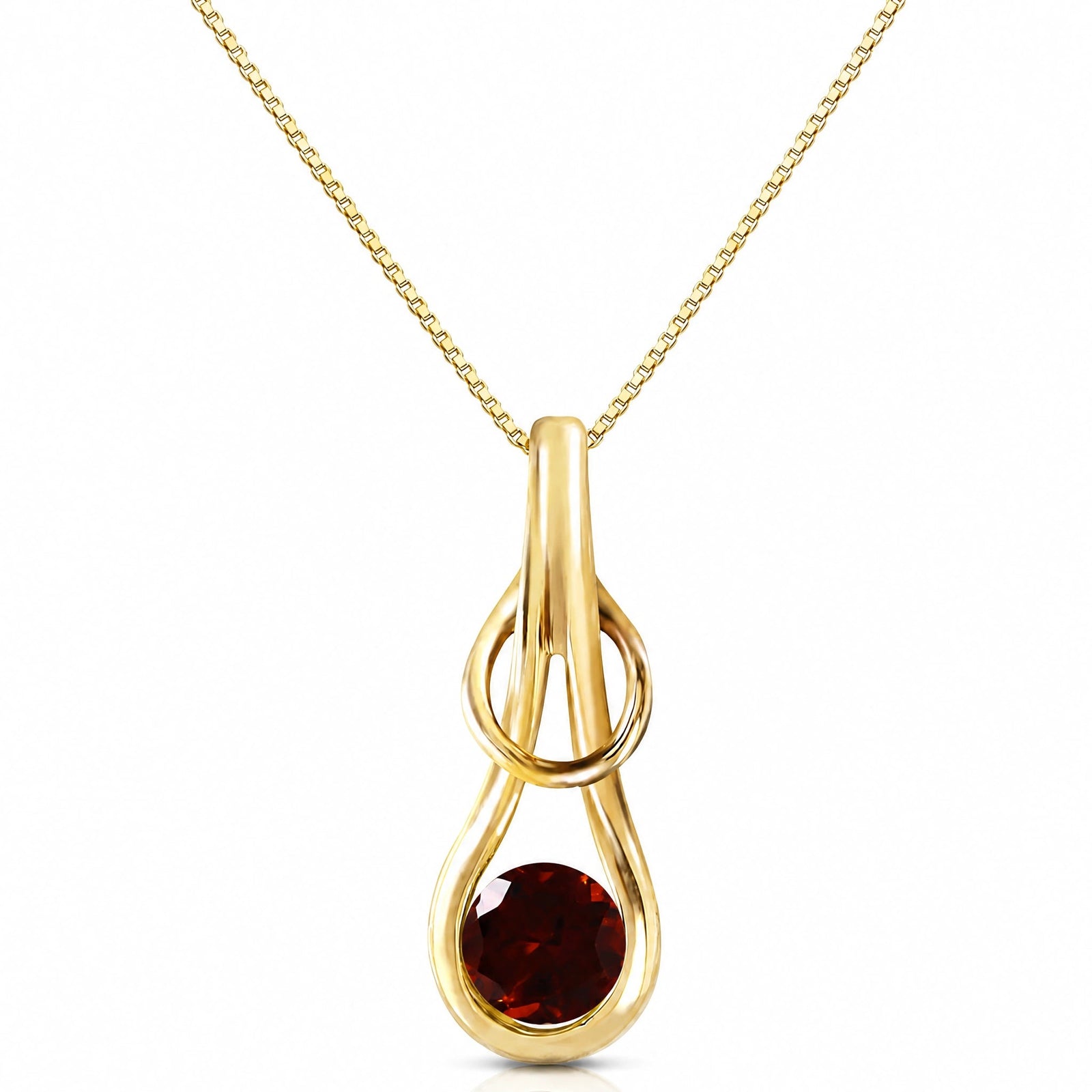 Yellow Gold Pendant Necklace Garnet 10K — Serafina