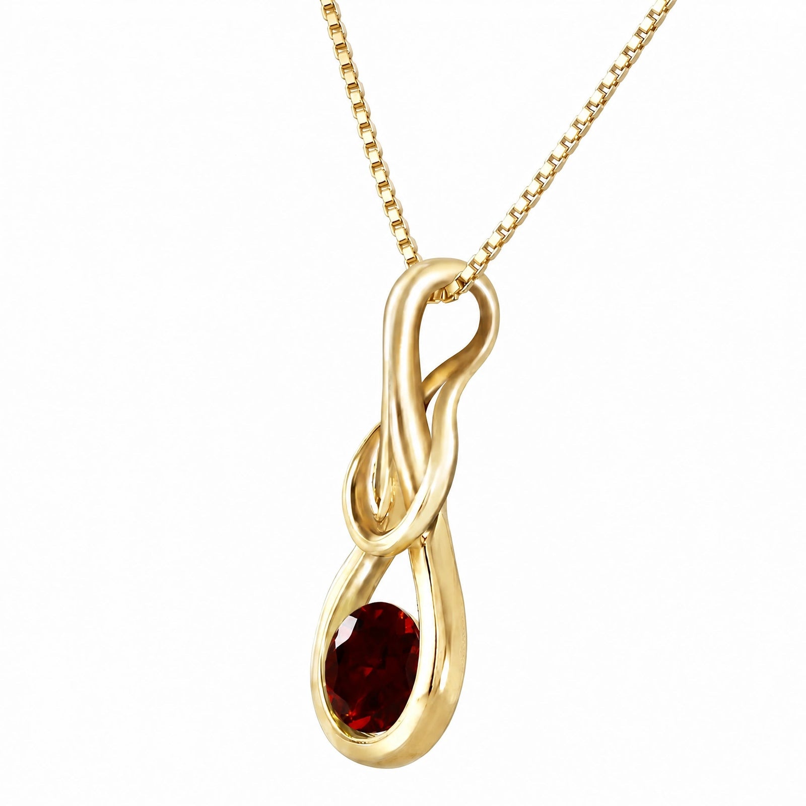 Yellow Gold Pendant Necklace Garnet 10K — Serafina
