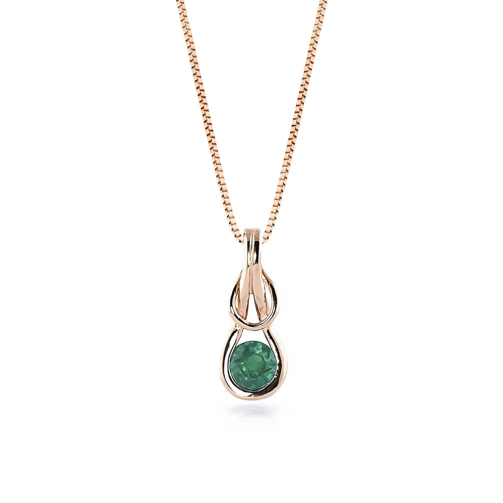 Rose Gold Pendant Necklace Emerald 10K — Serafina