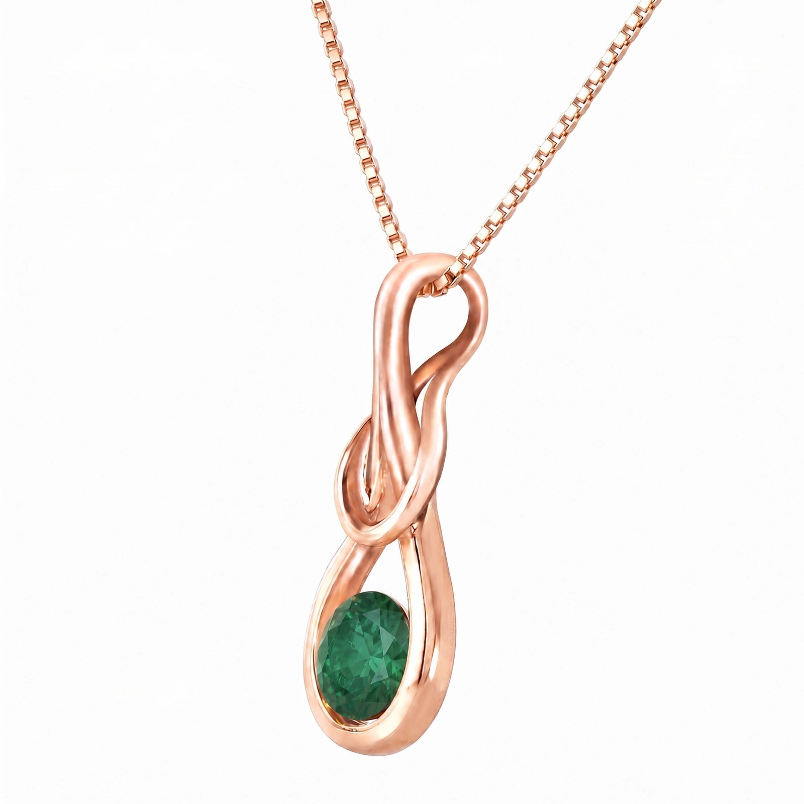 Rose Gold Pendant Necklace Emerald 10K — Serafina