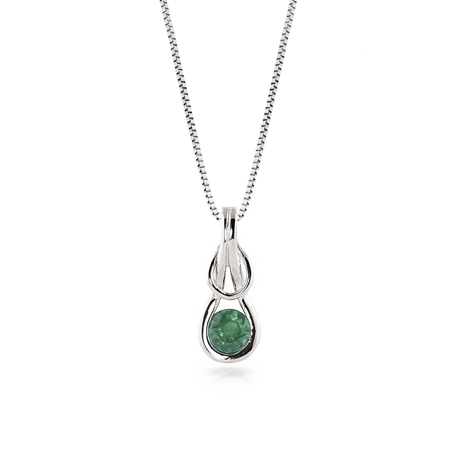 White Gold Pendant Necklace Emerald 10K — Serafina