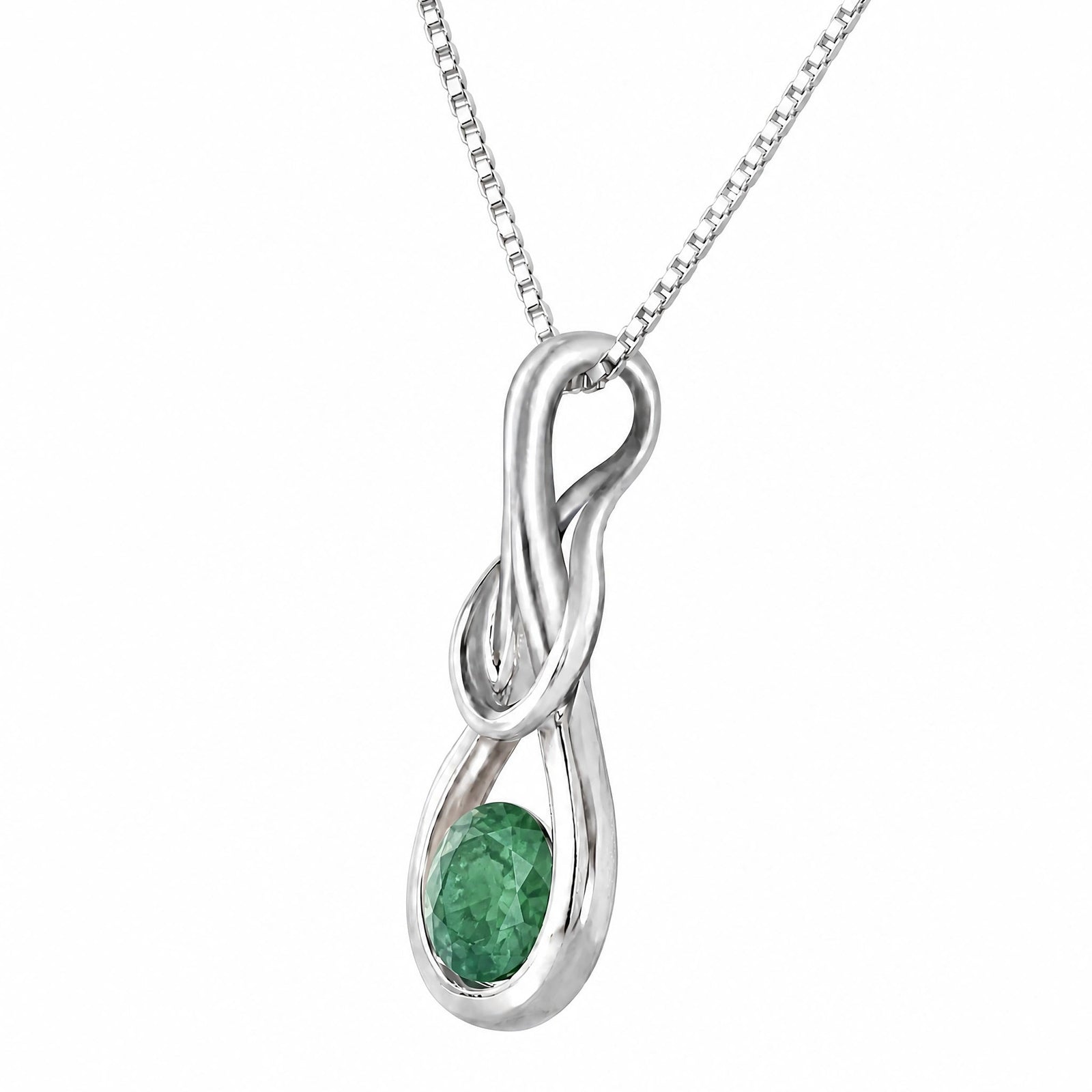 White Gold Pendant Necklace Emerald 10K — Serafina