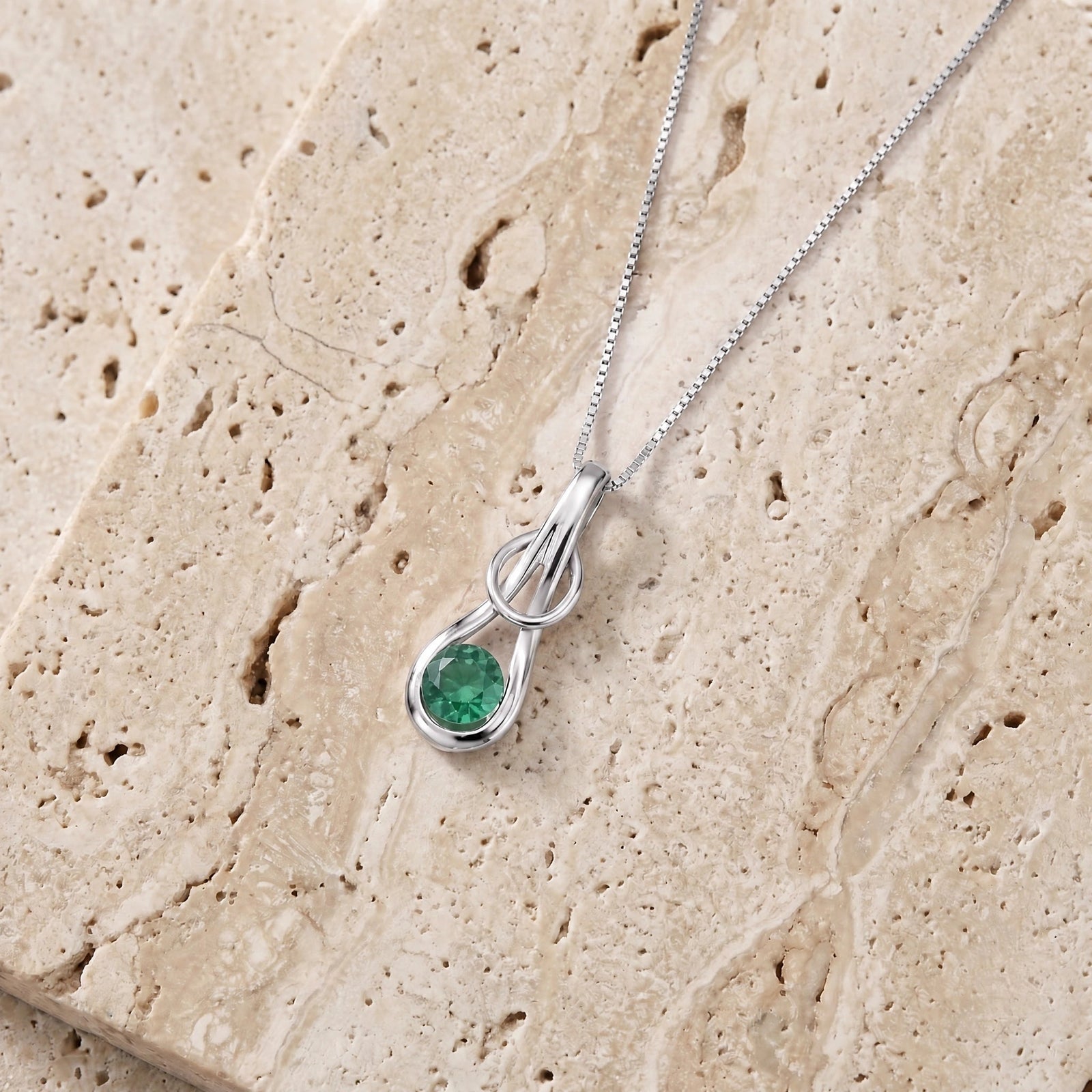White Gold Pendant Necklace Emerald 10K — Serafina
