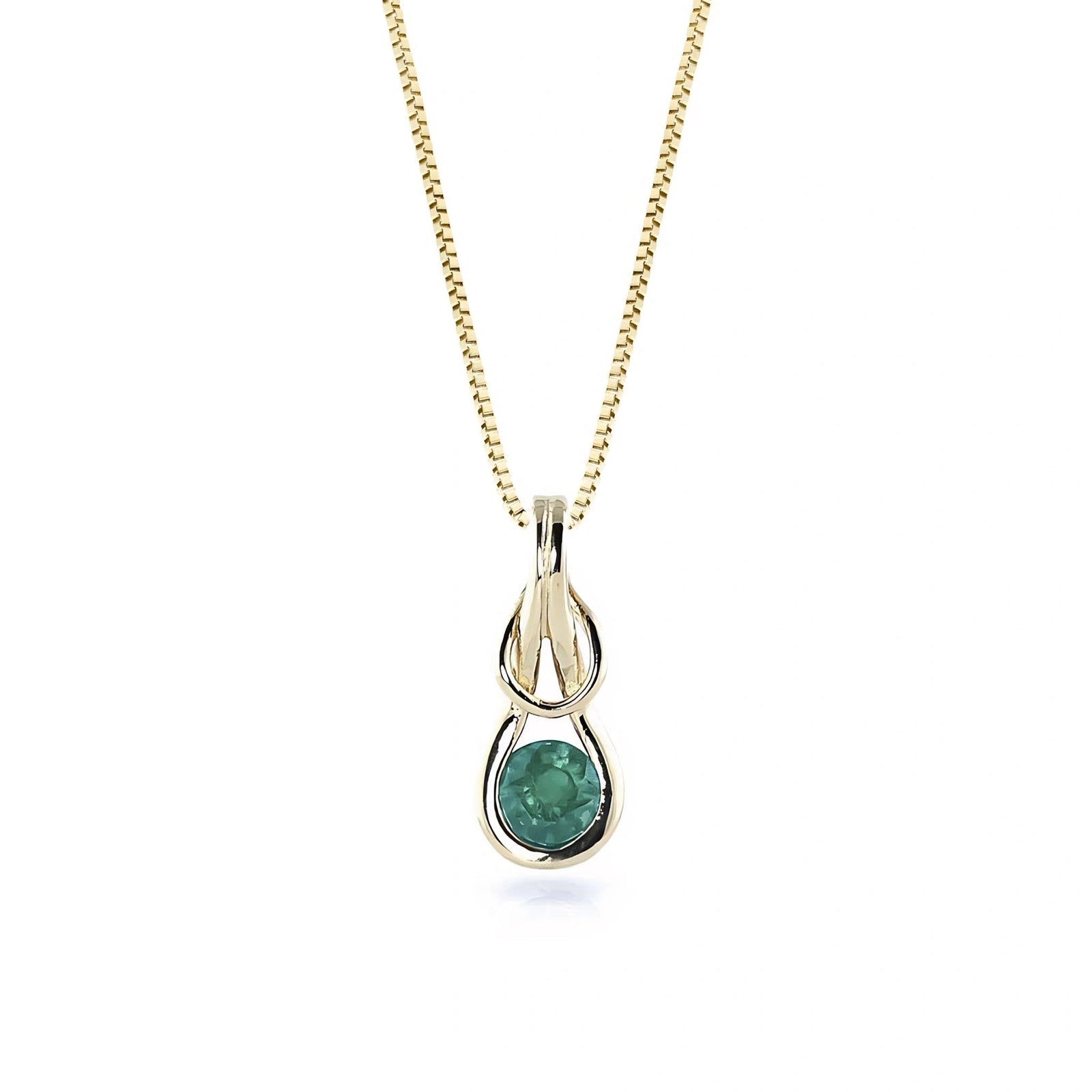 Yellow Gold Pendant Necklace Emerald 10K — Serafina