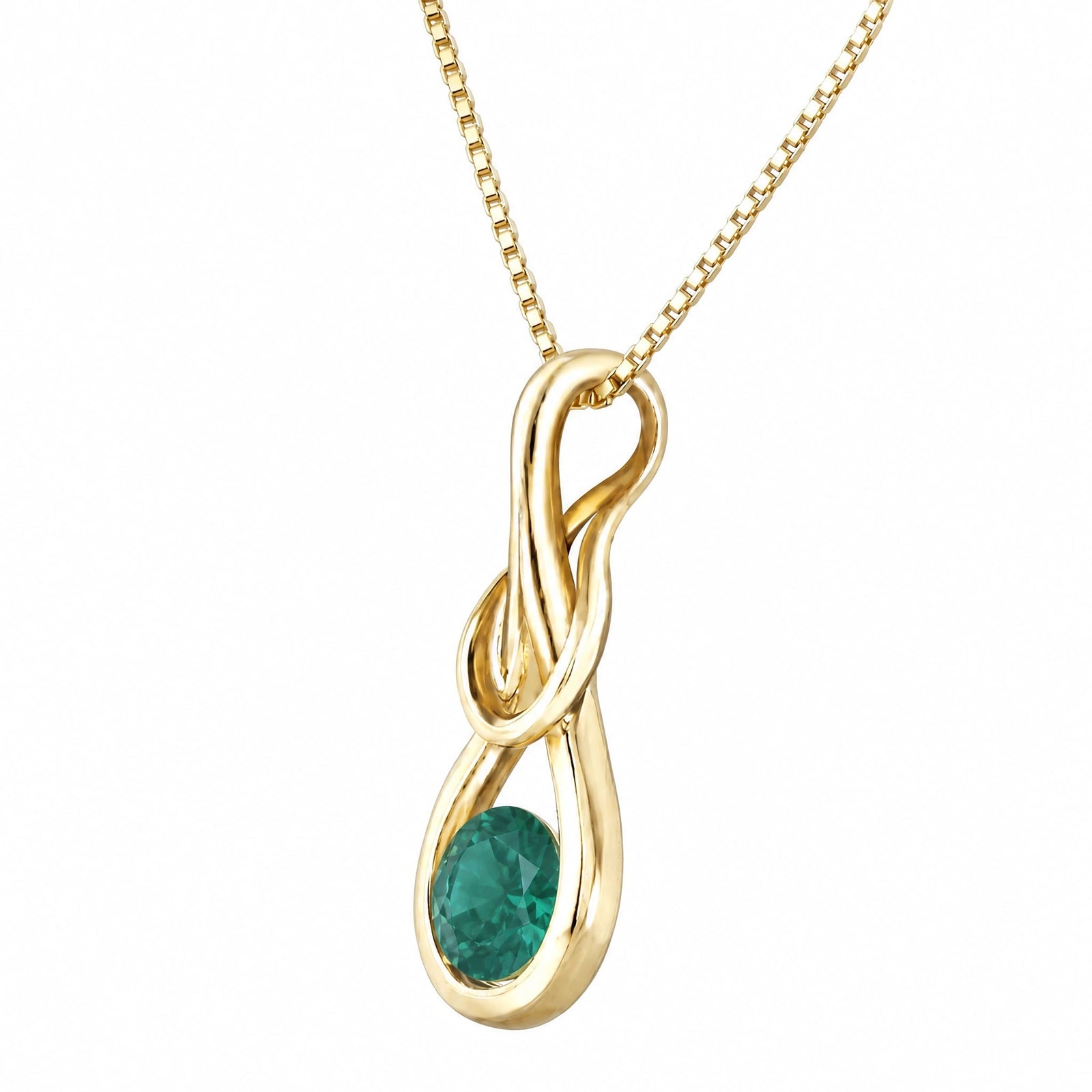 Yellow Gold Pendant Necklace Emerald 10K — Serafina