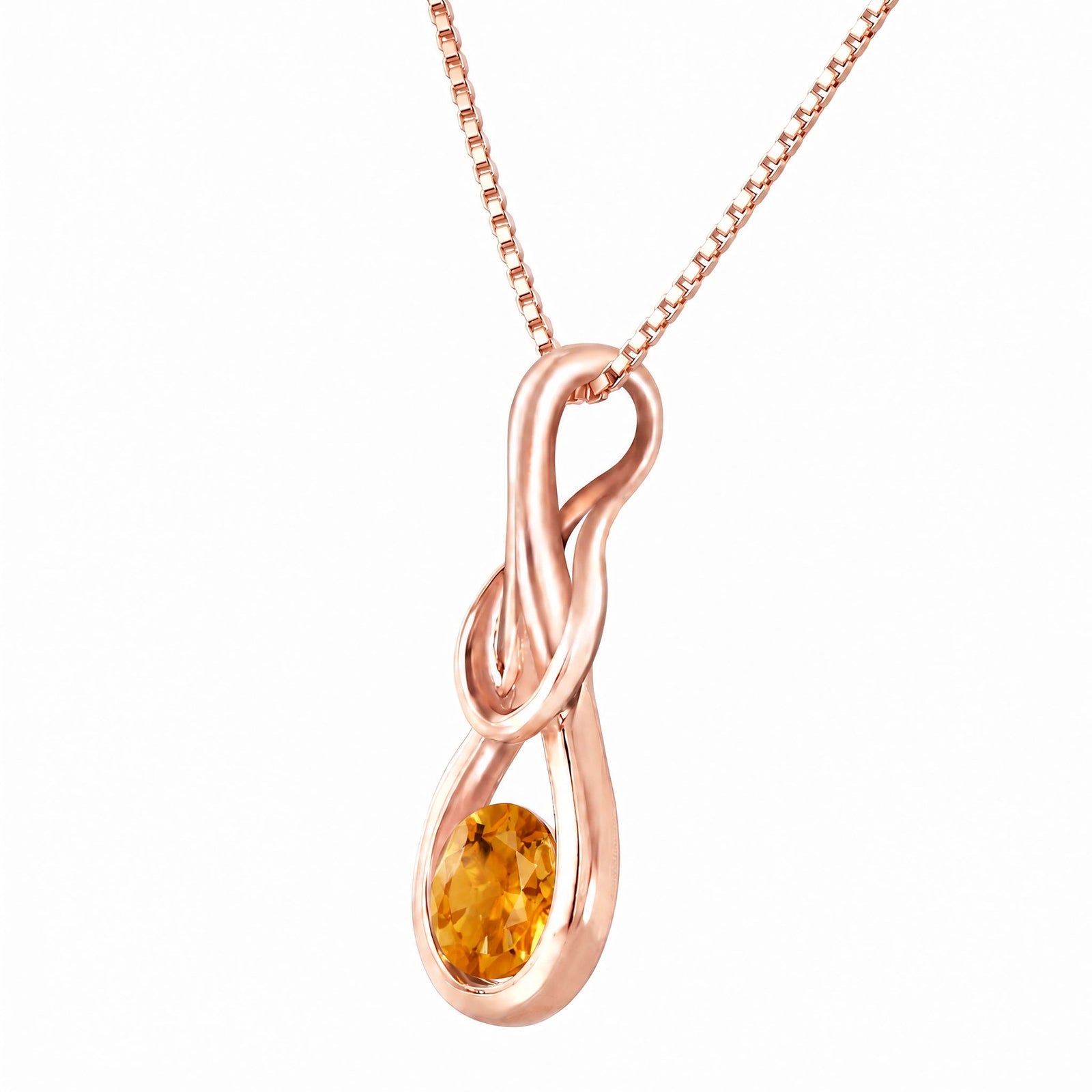 Rose Gold Pendant Necklace Citrine 10K — Serafina