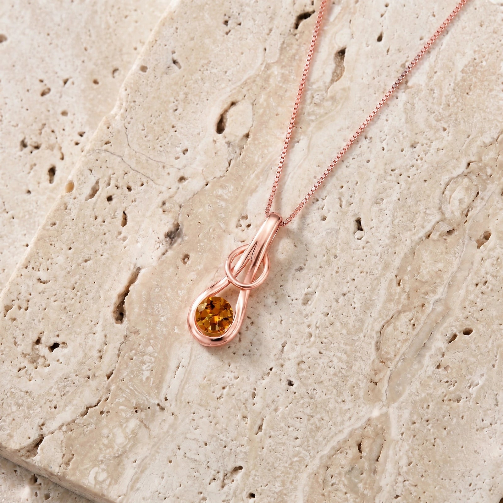 Rose Gold Pendant Necklace Citrine 10K — Serafina