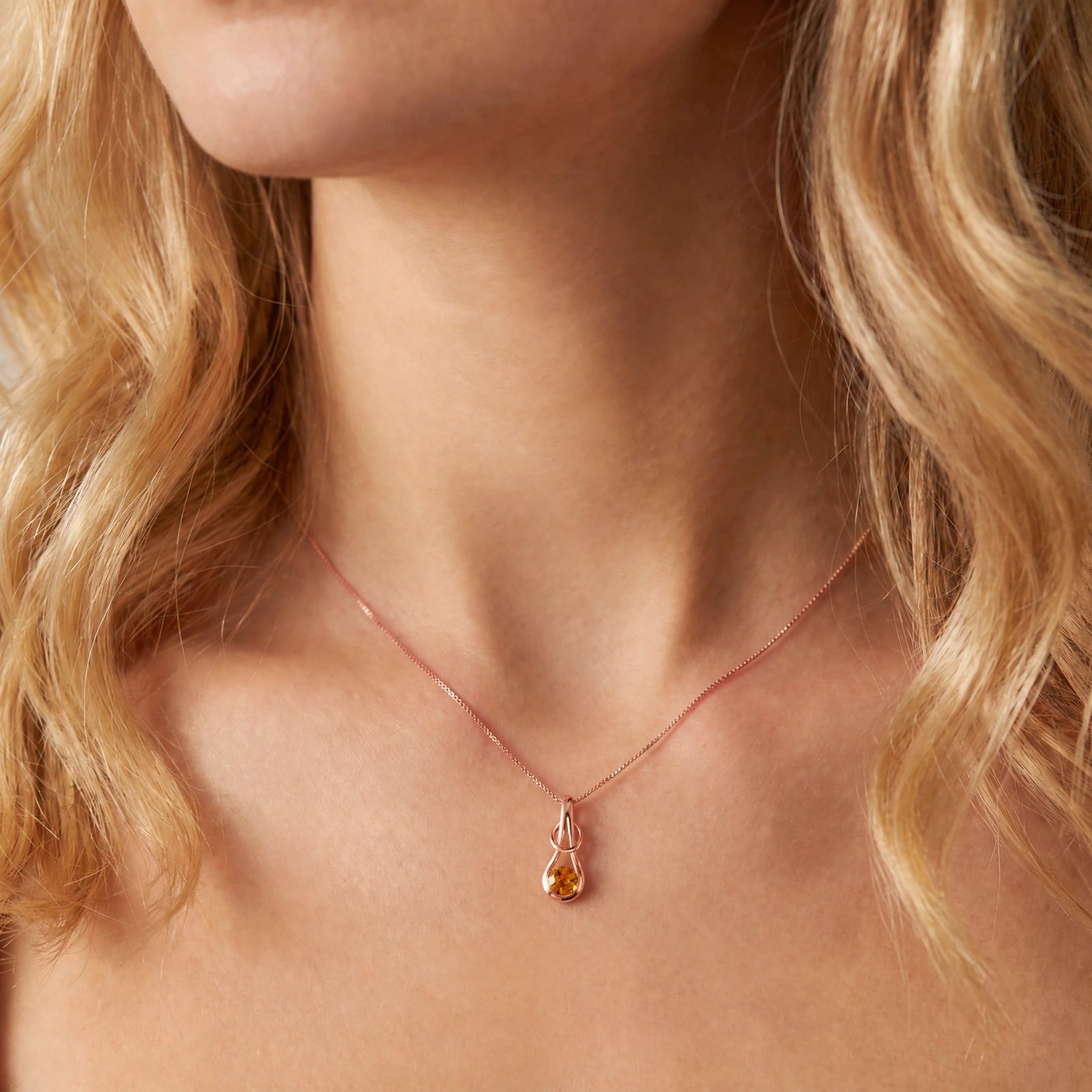 Rose Gold Pendant Necklace Citrine 10K — Serafina