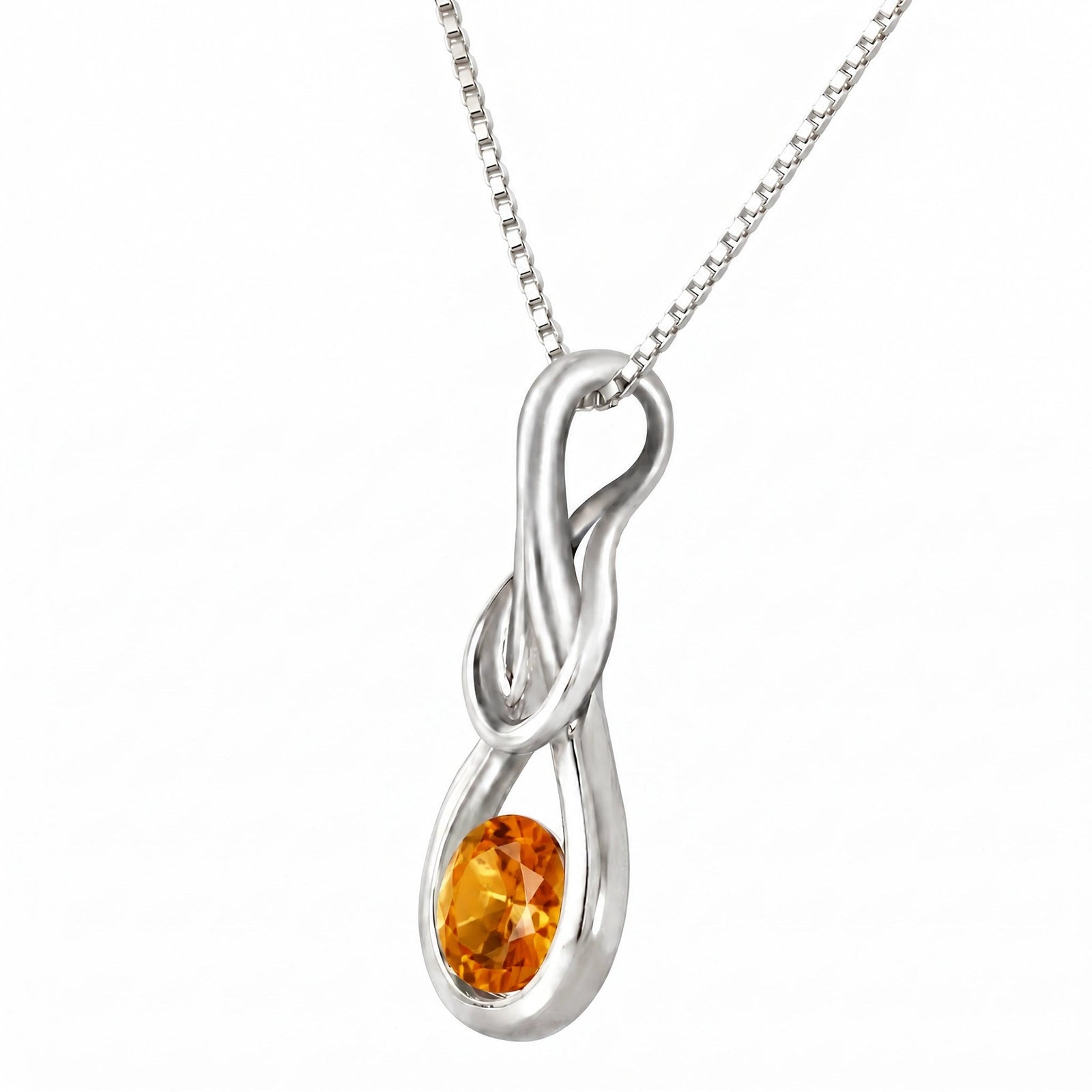 White Gold Pendant Necklace Citrine 10K — Serafina