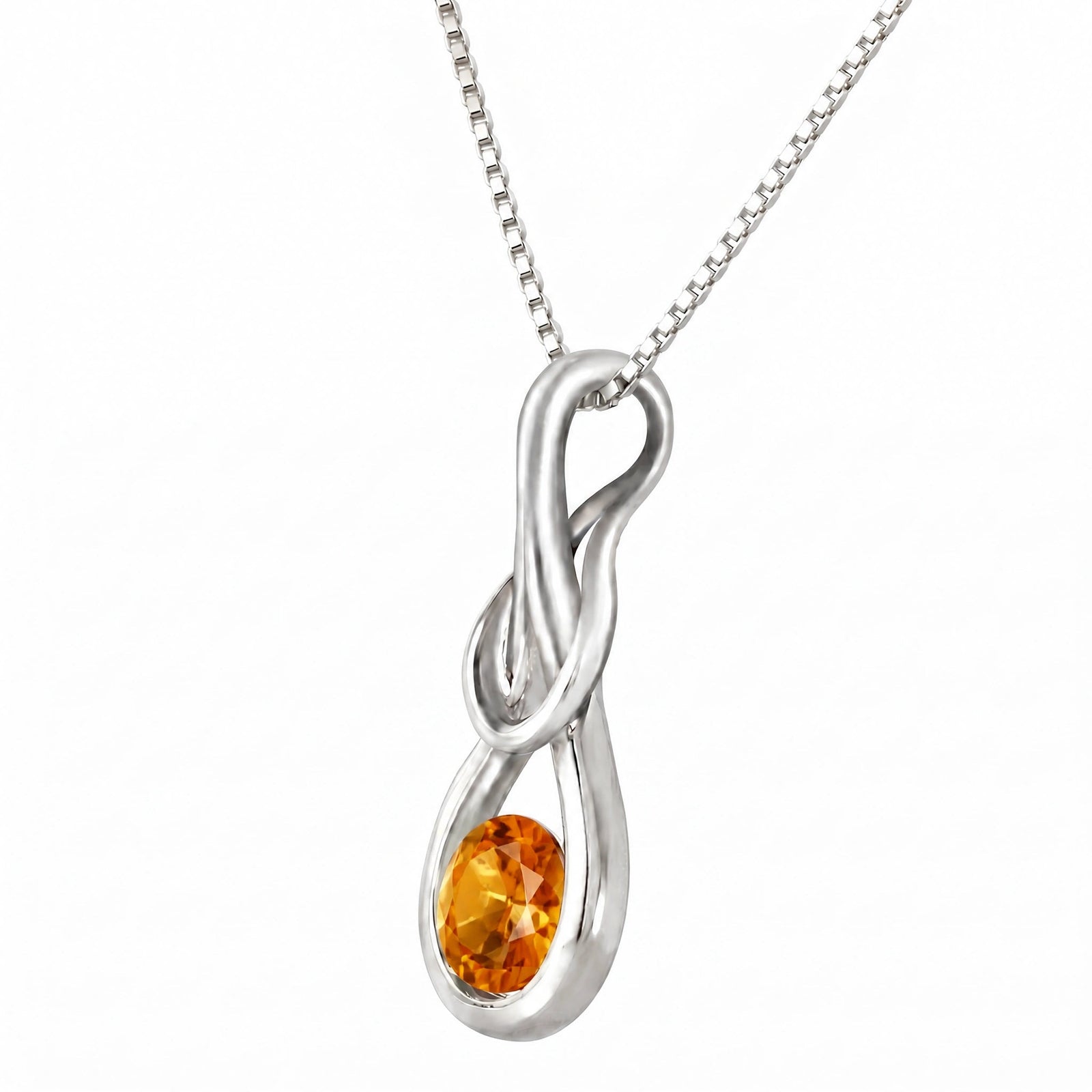 White Gold Pendant Necklace Citrine 10K — Serafina