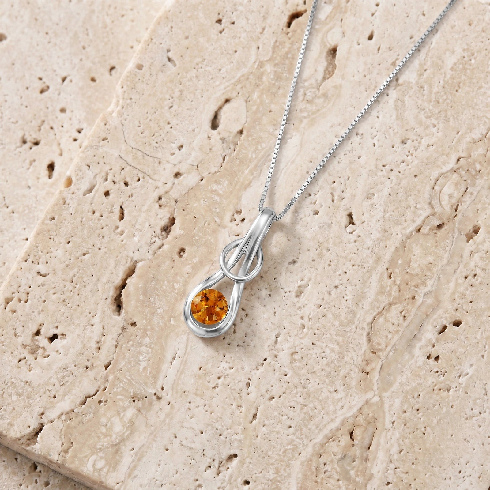 White Gold Pendant Necklace Citrine 10K — Serafina