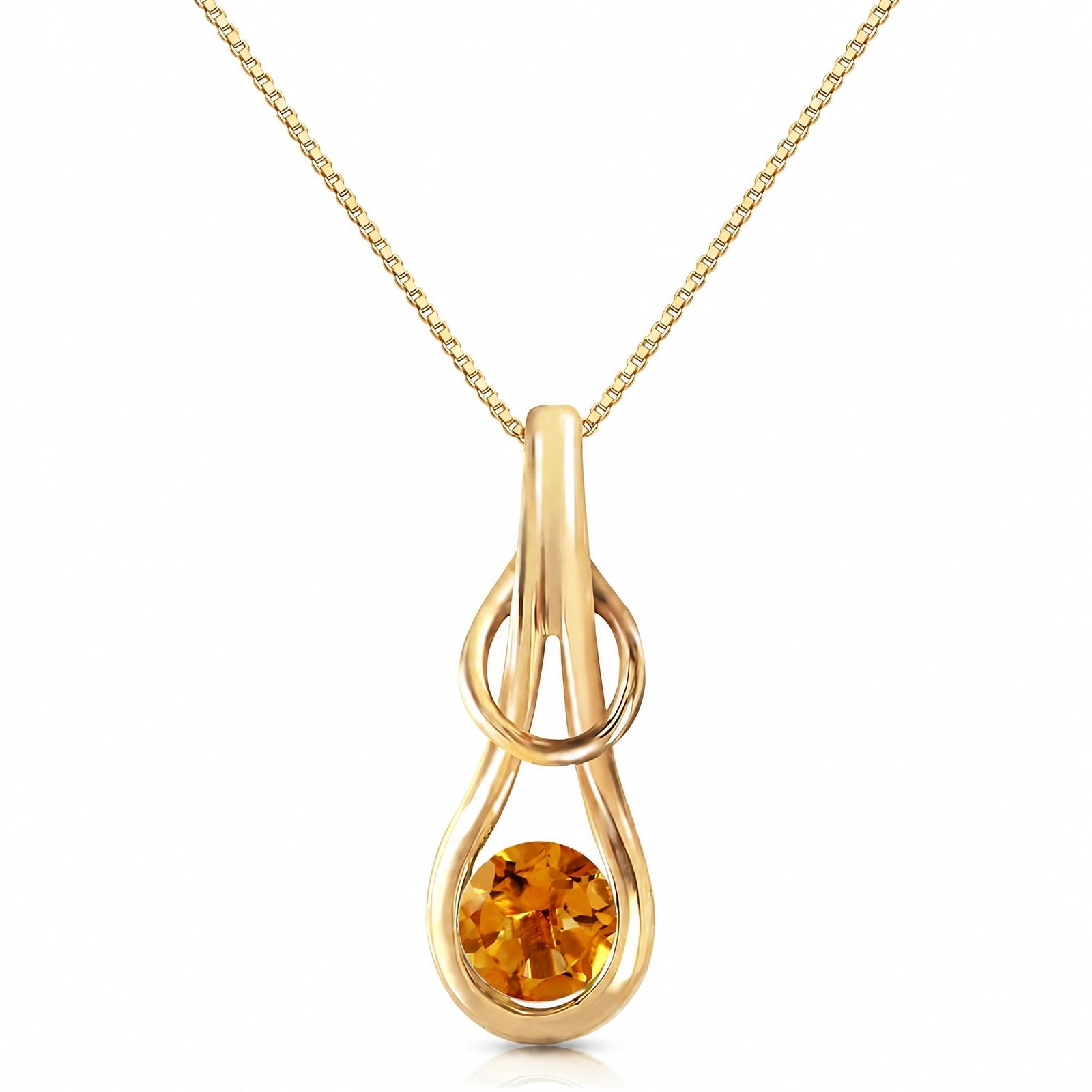 Yellow Gold Pendant Necklace Citrine 10K — Serafina