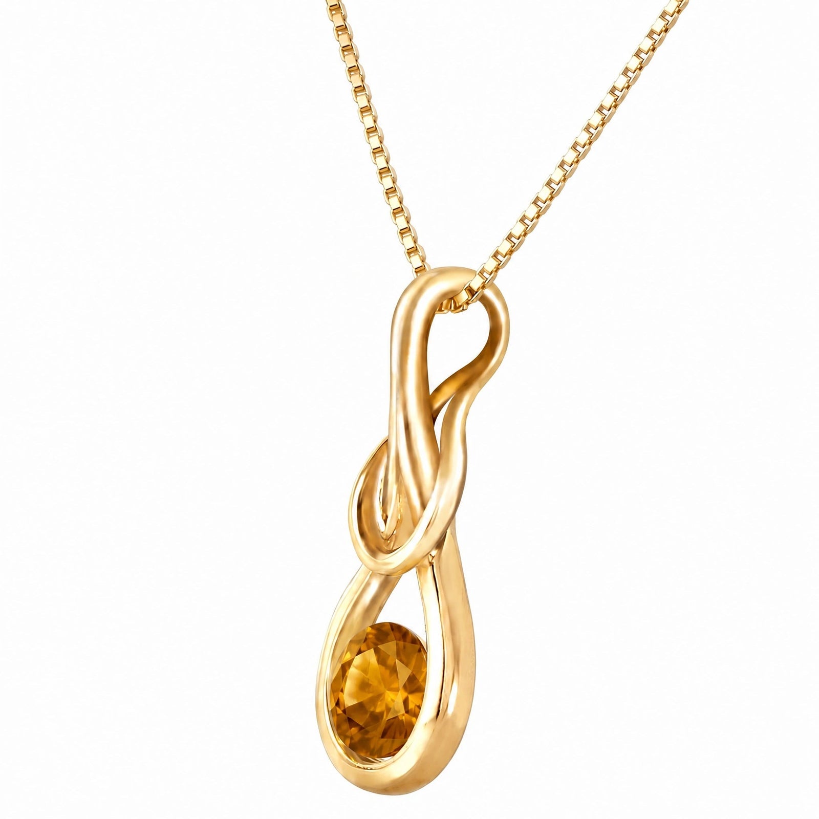 Yellow Gold Pendant Necklace Citrine 10K — Serafina