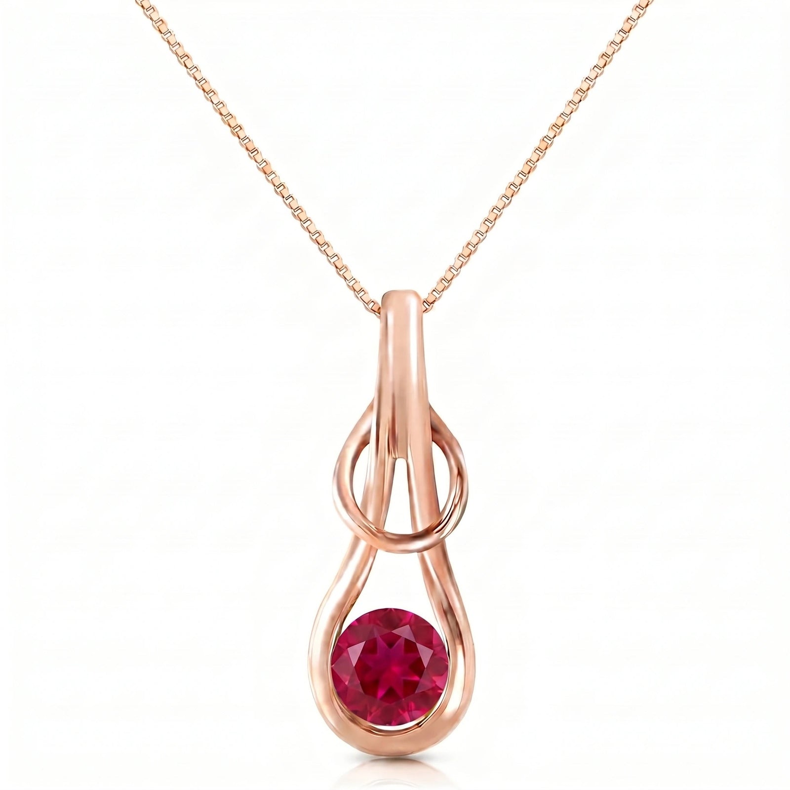 Rose Gold Pendant Necklace Ruby 10K — Serafina