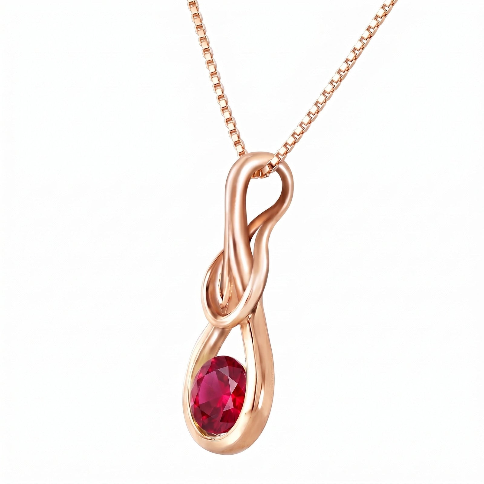 Rose Gold Pendant Necklace Ruby 10K — Serafina