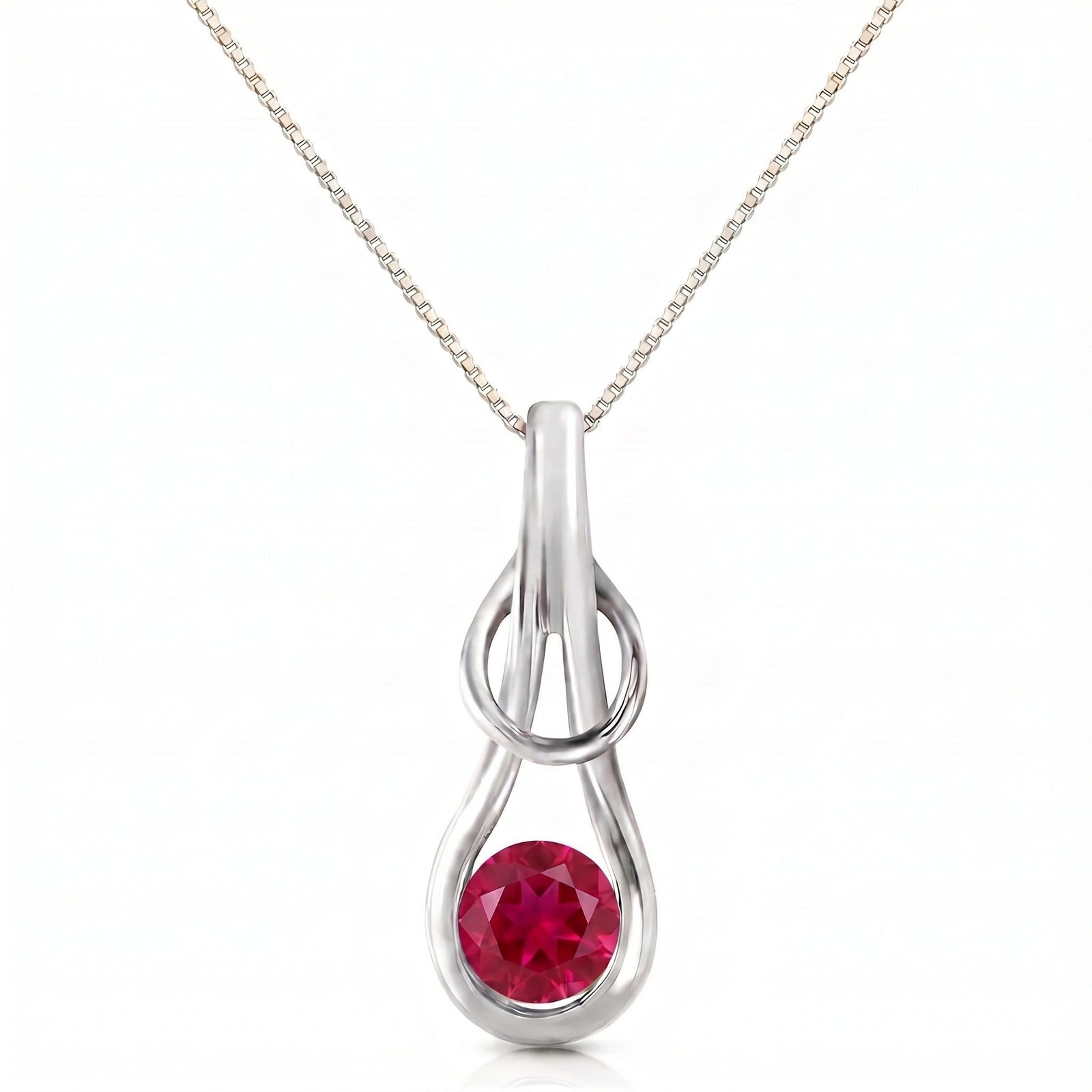 White Gold Pendant Necklace Ruby 10K — Serafina