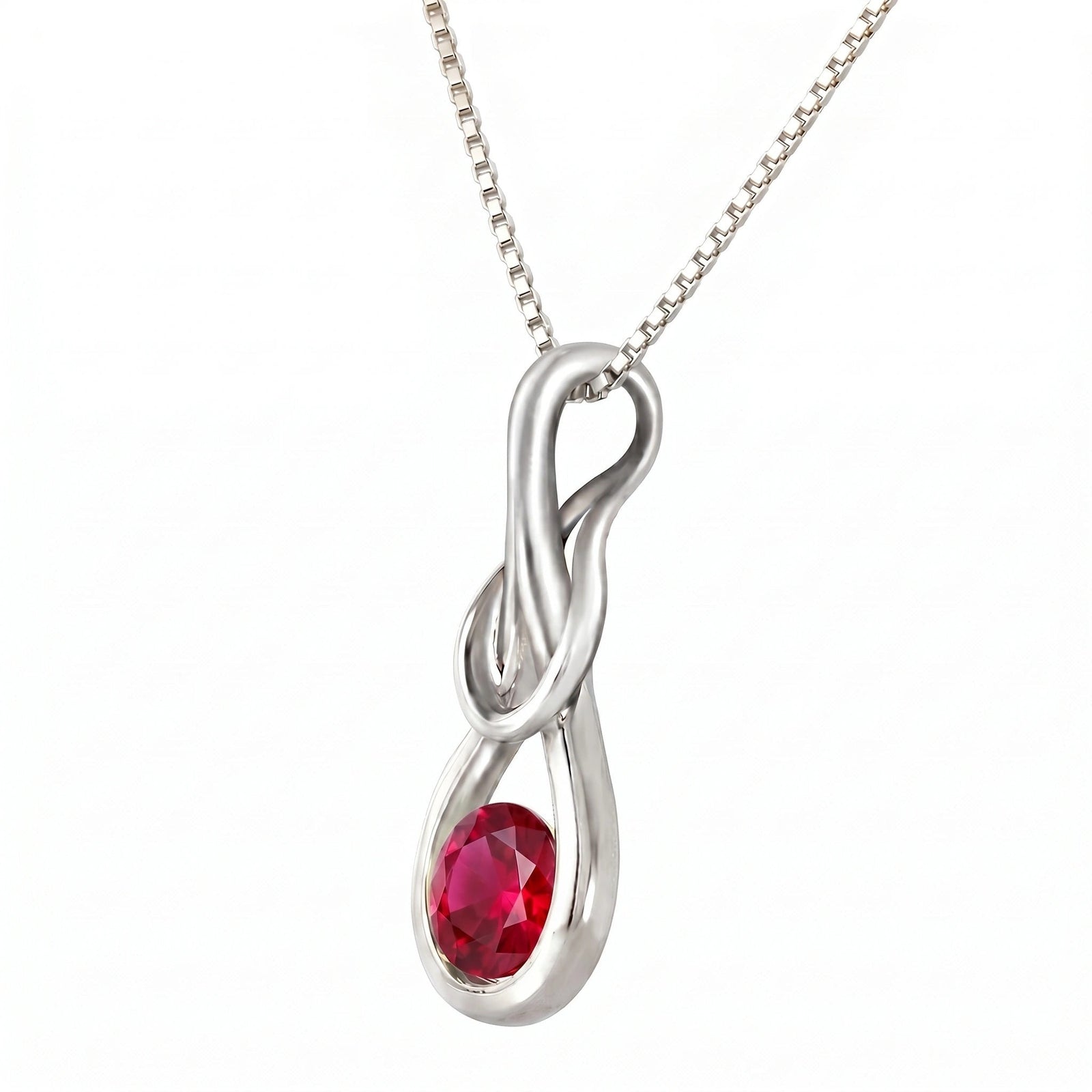 White Gold Pendant Necklace Ruby 10K — Serafina