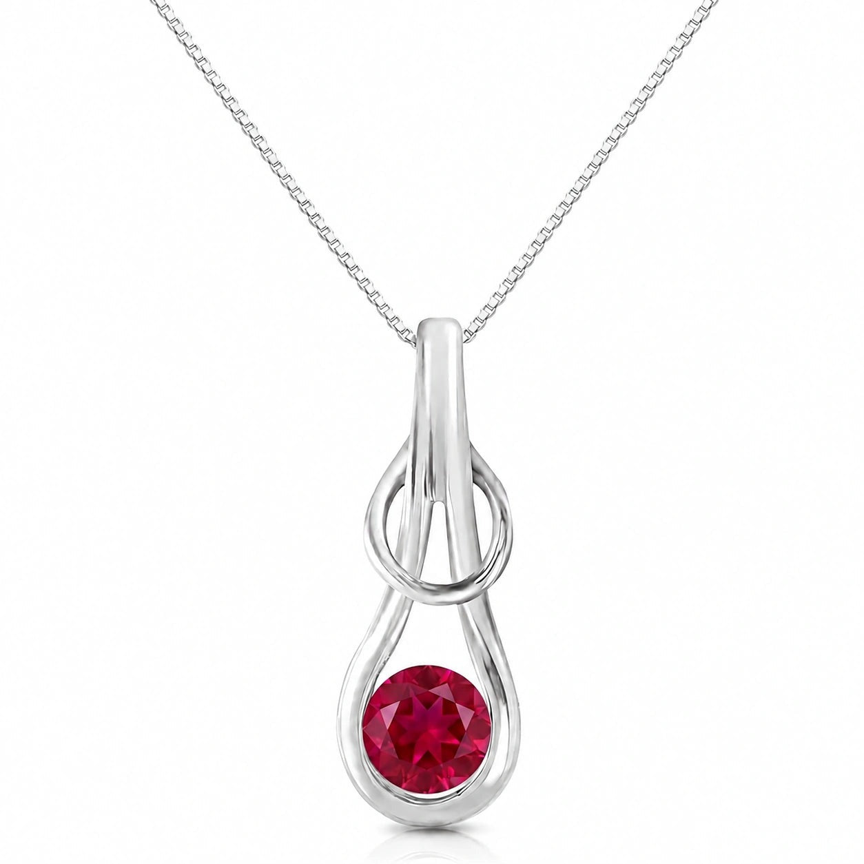 White Gold Pendant Necklace Ruby 10K — Serafina