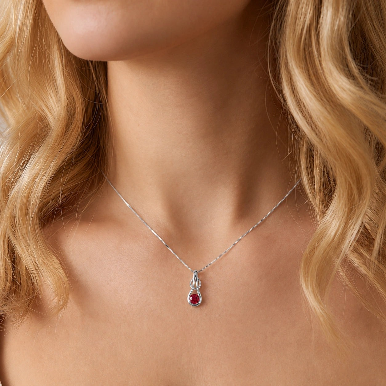 White Gold Pendant Necklace Ruby 10K — Serafina