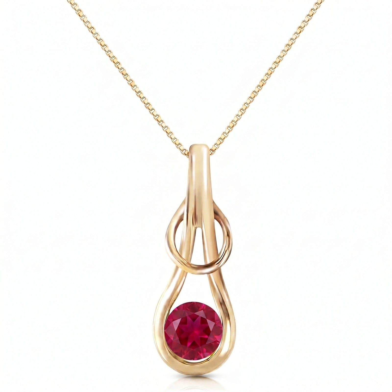 Yellow Gold Pendant Necklace Ruby 10K — Serafina