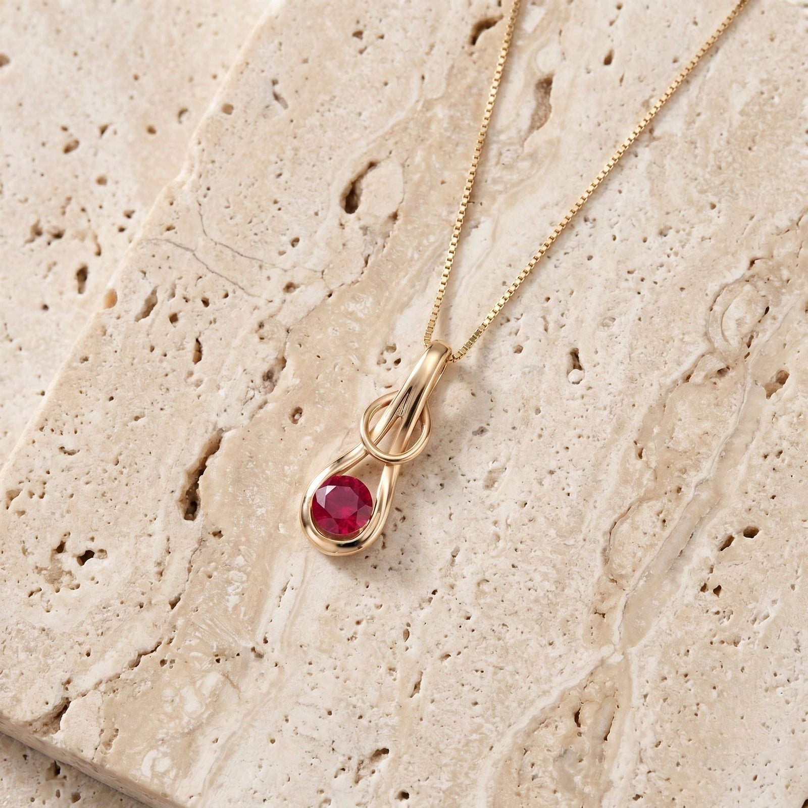 Yellow Gold Pendant Necklace Ruby 10K — Serafina