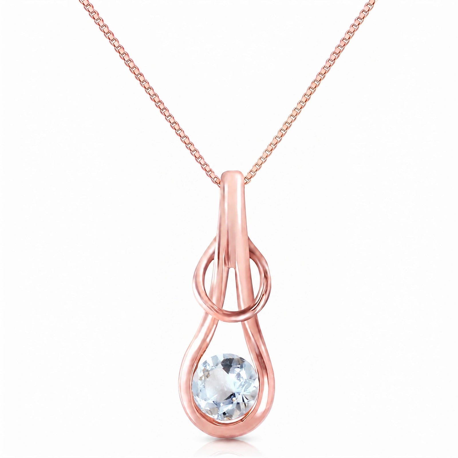 Rose Gold Pendant Necklace Aquamarine 10K — Serafina