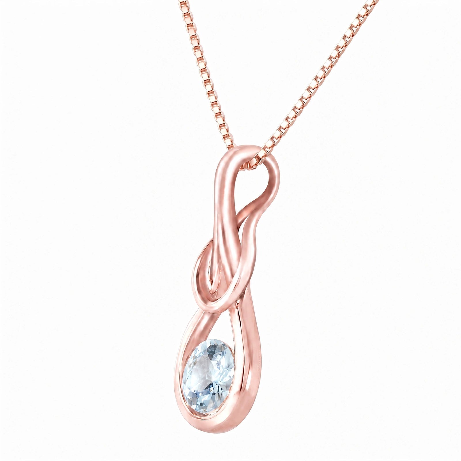 Rose Gold Pendant Necklace Aquamarine 10K — Serafina