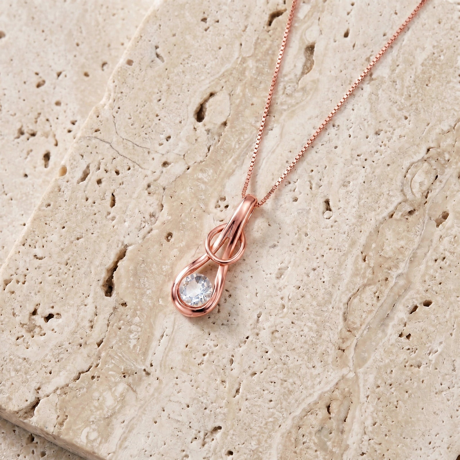 Rose Gold Pendant Necklace Aquamarine 10K — Serafina