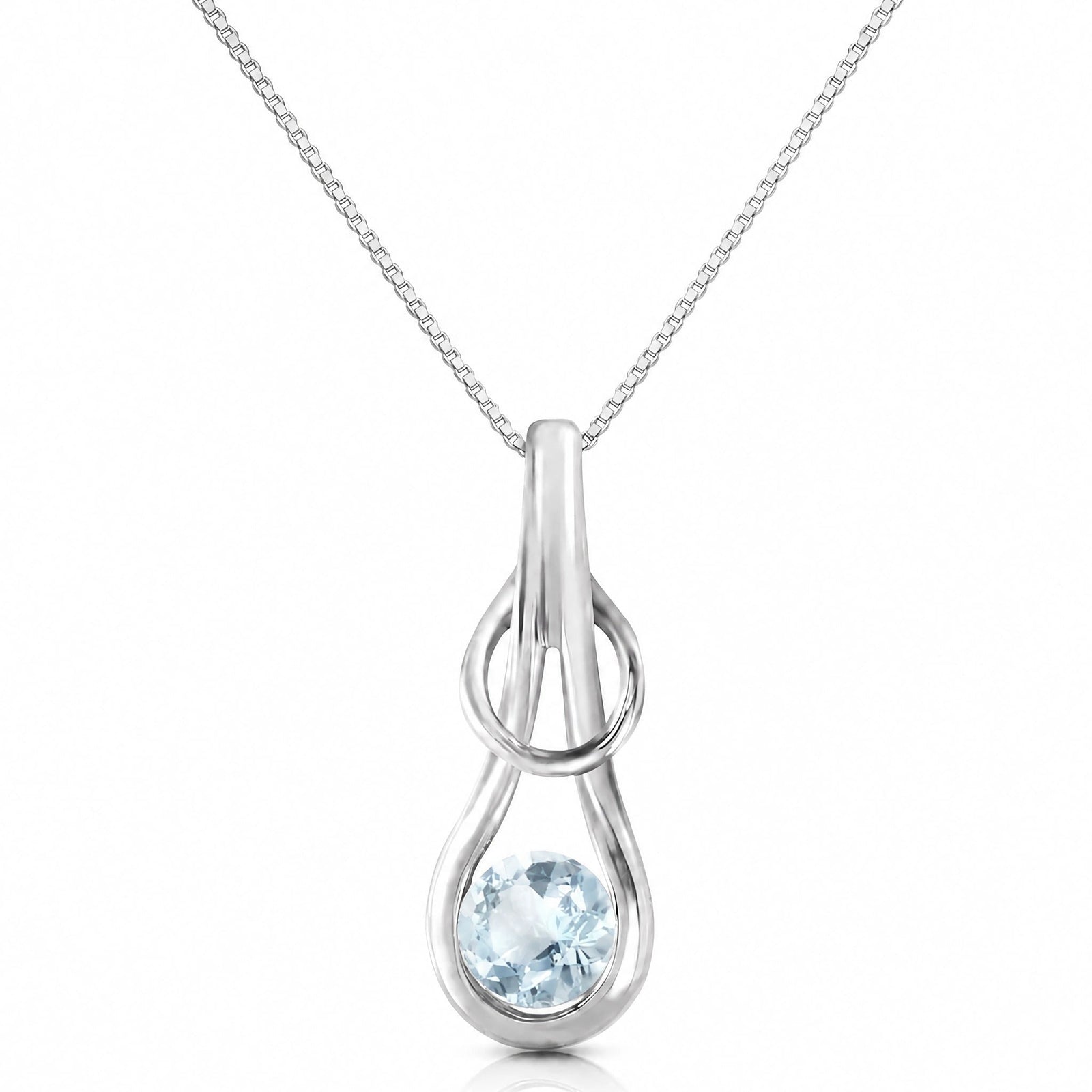 White Gold Pendant Necklace Aquamarine 10K — Serafina
