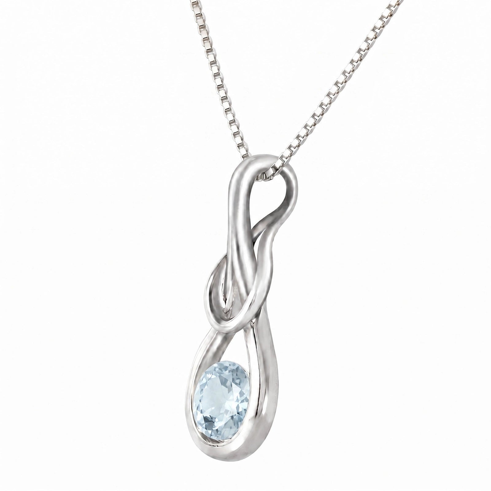 White Gold Pendant Necklace Aquamarine 10K — Serafina