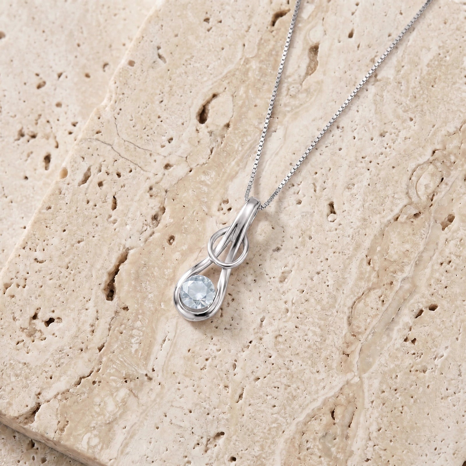 White Gold Pendant Necklace Aquamarine 10K — Serafina