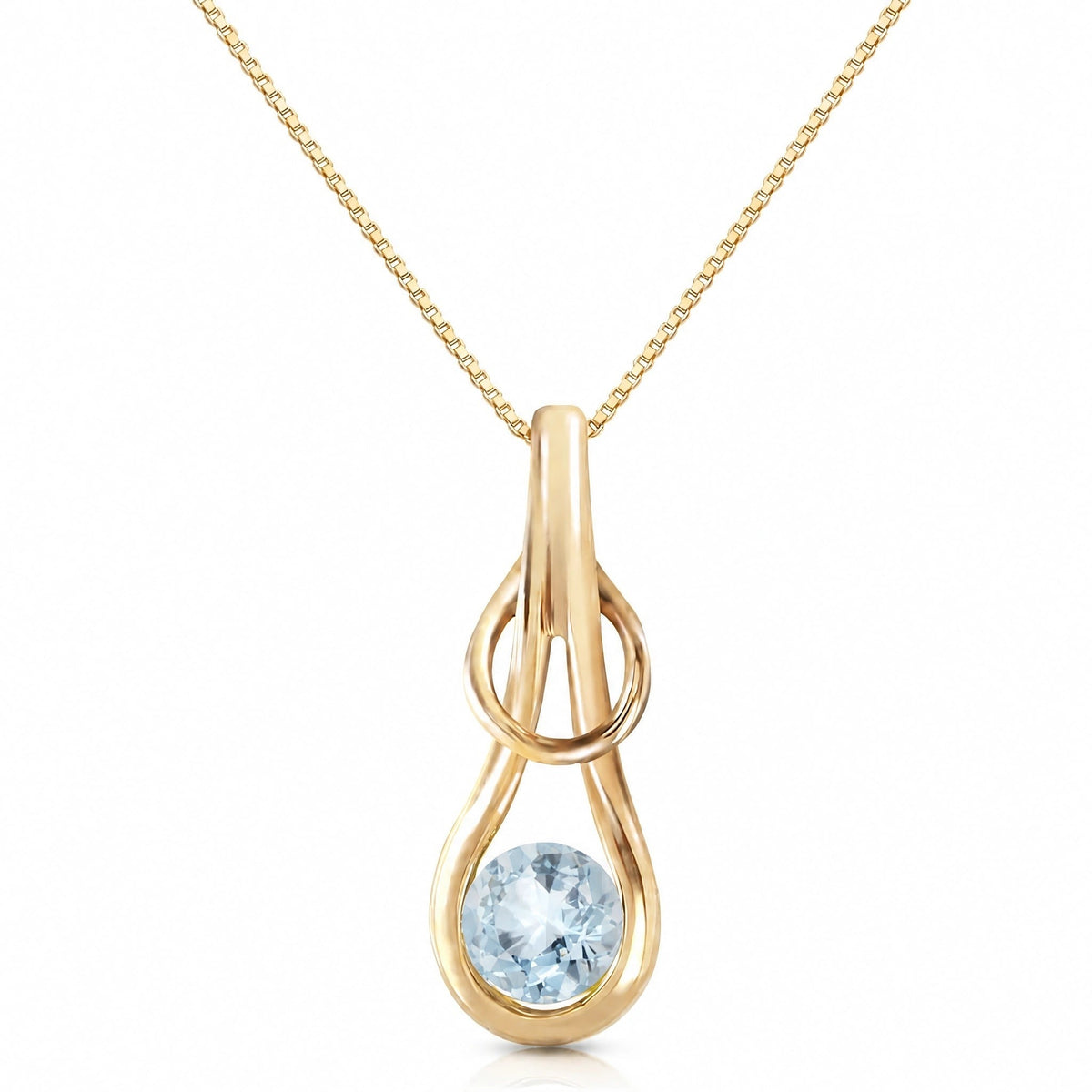 Yellow Gold Pendant Necklace Aquamarine 10K — Serafina