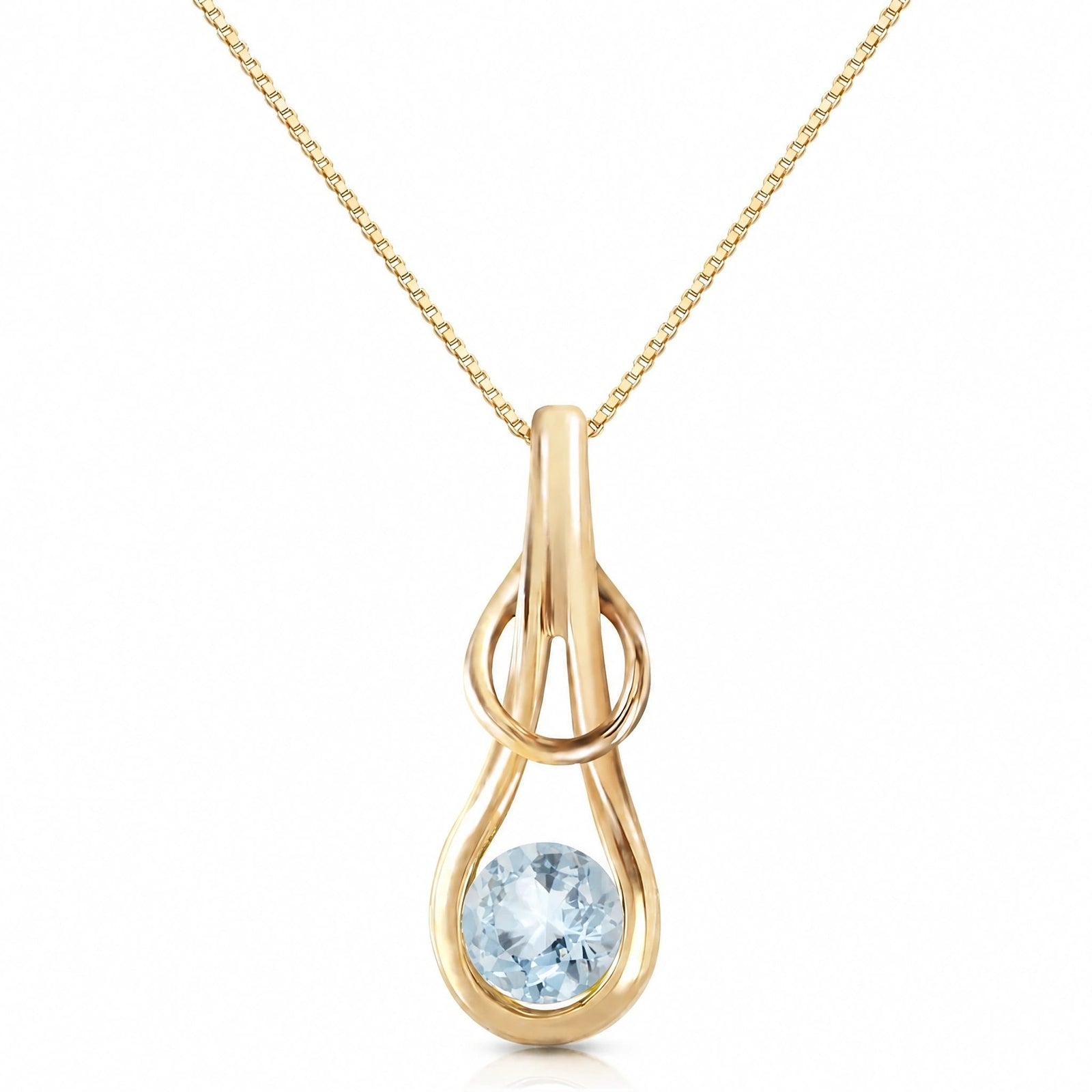 Yellow Gold Pendant Necklace Aquamarine 10K — Serafina