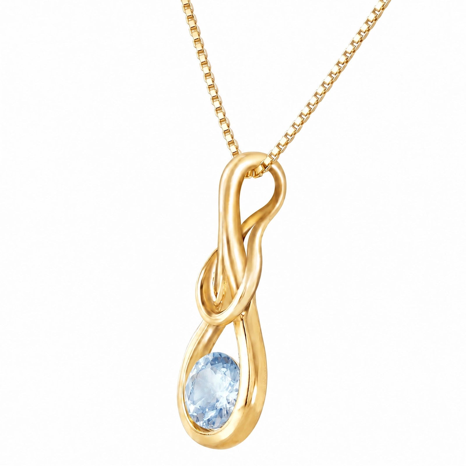Yellow Gold Pendant Necklace Aquamarine 10K — Serafina