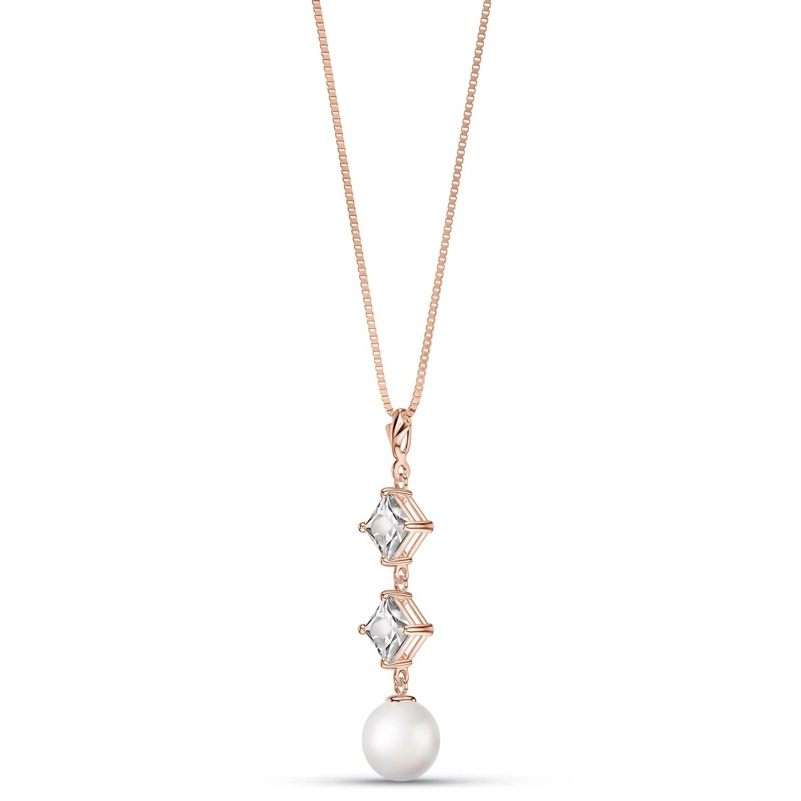 Rose Gold Pendant Necklace Pearl 10K — Mimosa
