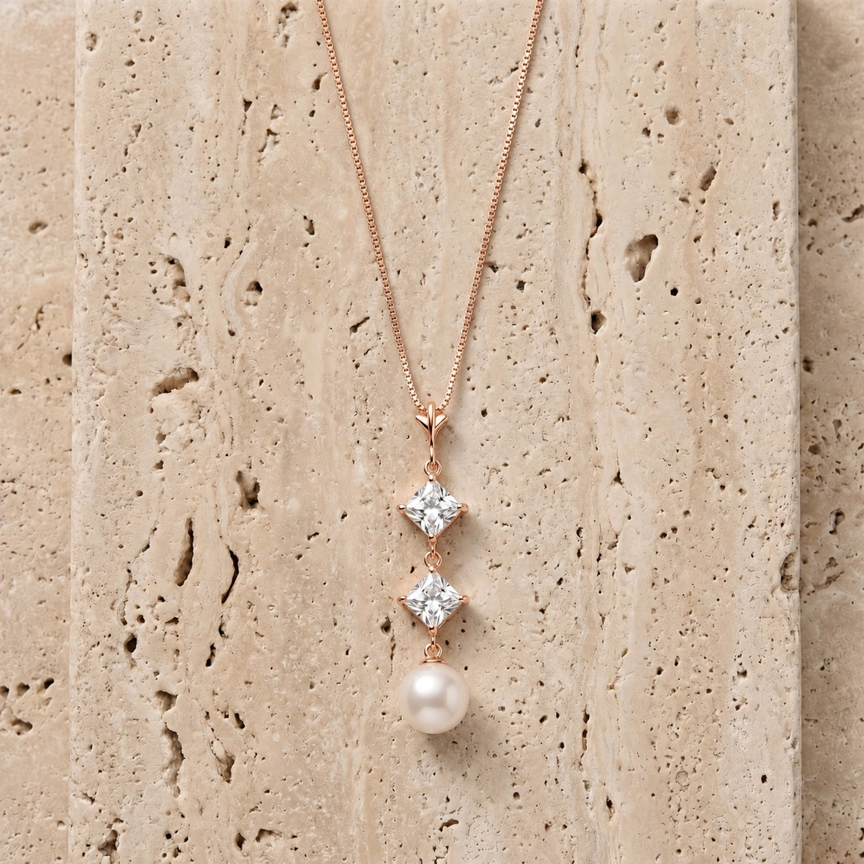 Rose Gold Pendant Necklace Pearl 10K — Mimosa