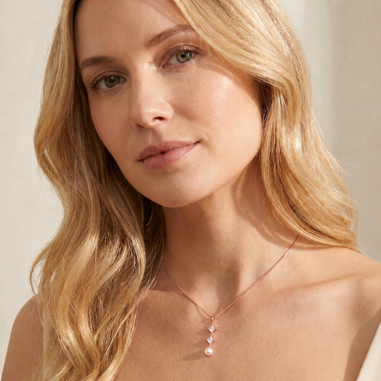 Rose Gold Pendant Necklace Pearl 10K — Mimosa