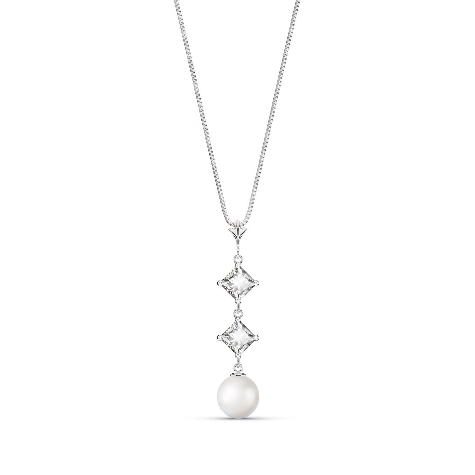 White Gold Pendant Necklace Pearl 10K — Mimosa